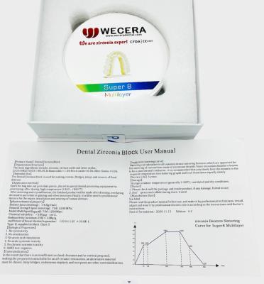 China 6.0g/cm3 Sintering Density 8 Layers Dental Zirconia Block for Accurate and Durable Restorations for sale