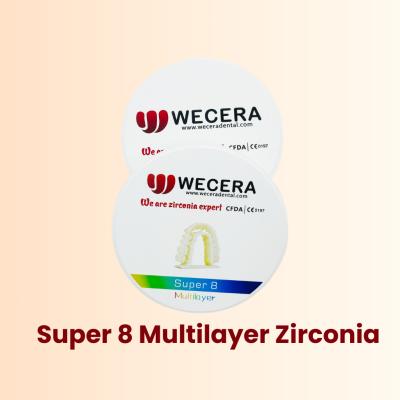 China Super 8 camadas Discos de zircônio 43-57% Transmissão Ideal para blocos dentários de zircônio à venda