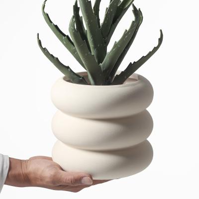 China INS Style Home Balcony Planter Decorative Succulent Donut Ceramic Plant White Flower Pots for sale