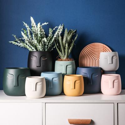 China New design Europe home balcony decoration human face shape custom ceramic pots succulent plant pot for garden for sale