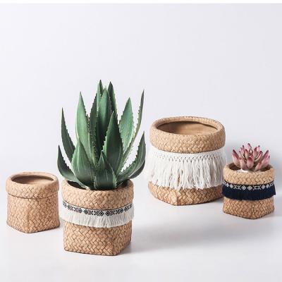 China New Design Europe Style Garden Planter Rustic Home Table Decoration Ceramic Flower Pot Molds for sale