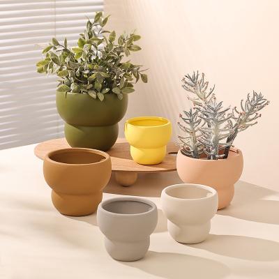 China Europe Fashion Decorative Succulent Garden Succulent Indoor Outdoor Creative Garden Ceramic Plant Pots With Tray for sale