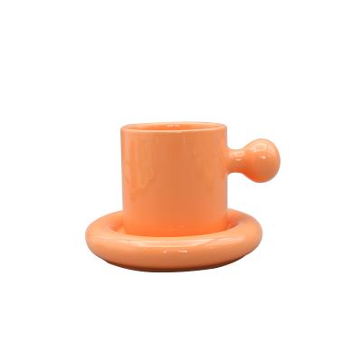 China 2021 Creative Ceramic Couple Multi Color Milk Cup And Saucer Large Capacity Viable Personalized Coffee Cup for sale