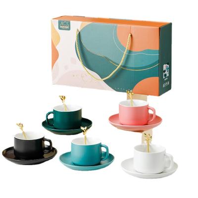 China 2021 Christmas Gifts Multi Viable Creative Multi Color Milk Cup And Saucer Large Capacity Coffee Cup Couple Personalized Gift Box for sale