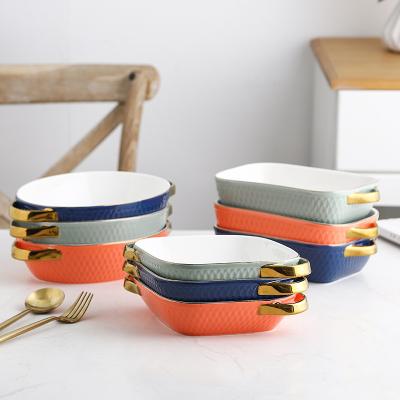 China Fashionable New Design Europe Bakeware Ceramic Charger Dish Colorful Dish Set Dish Dinner For Home Restaurant for sale