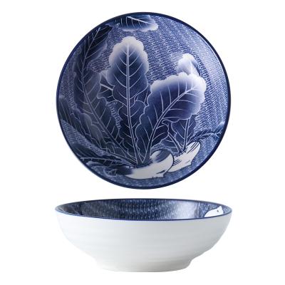 China 2021 new SimplicityJapanese style viable ceramic bowl ramen soup tableware underlay restaurant household gift box for sale