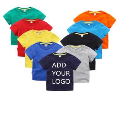 China 100% Custom LOGO Print Kids T-shirts Single Color Anti-pilling Children's T-shirts Hot Sale Short Sleeve Cotton For Boys And Girls for sale