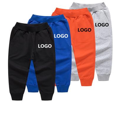 China Custom Color Fade Proof Logo Printing 100% Cotton Toddler Boys Jogger Pants Casual Kids Boys Trousers Pants for sale