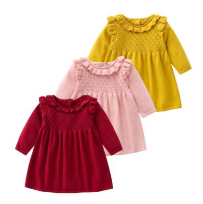 China New Long Round Princess Knitted Sleeving Baby Dress Neck Washable Hot Sale Newborn Dress for sale