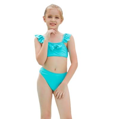 China 2022 Summer New Arrival Summer Breathable Beachwear Solid Sleeve Beach Swimwear Kid Girl Bikini for sale