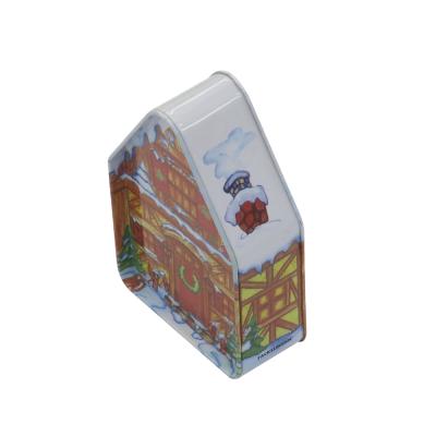 China Factory Direct Hot Sale Recyclable Christmas House Metal Tin Box For Chocolate Gift Packaging for sale