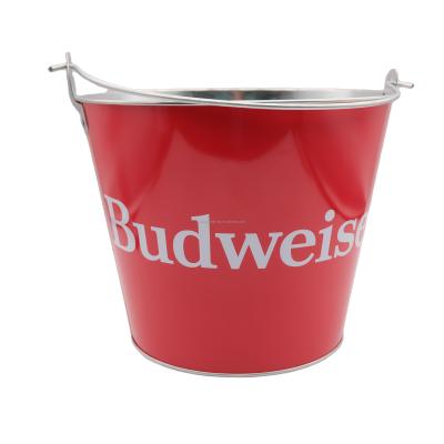 China Viable hot sale wholesale custom emboss logo ice cooler with handler red wine beer buckets beverage tubs tin box for sale