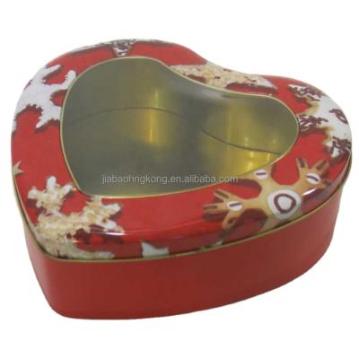 China Custom Printed Tin Window Metal Tin Box Factory Custom Printed Heart Shape Sweet Gift Chocolate Tin Box Packaging Boxes Wholesale for sale