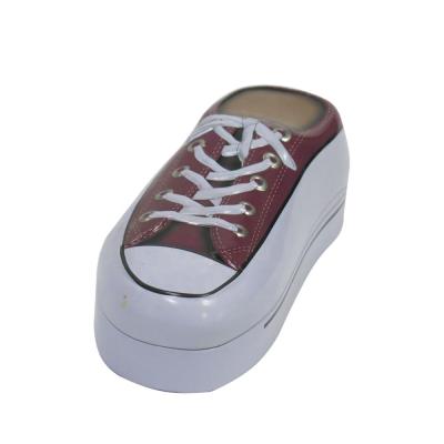 China Custom Factory Recyclable Promotion Metal Money Shoe Coin Bank Gift Box Customized Tin Package for sale