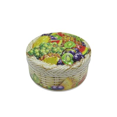 China Wholesale Custom Hot Sale Metal Recyclable Round Emboss Food Grade Candy Candy Chocolate Fruit Drops Gift Box Tin Package Box for sale