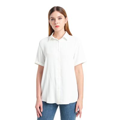 China Breathable Button Down Office Bloused Ladies Formal White Women Turn-Down Collar Shirt for sale