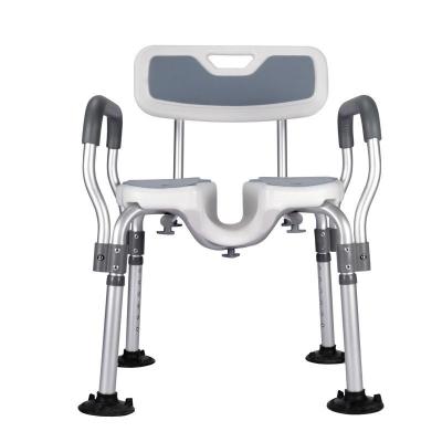 China Senior Friendly Bathroom Chair For Shower Adjustable Height Aluminium Bath Chair With Backrest for sale