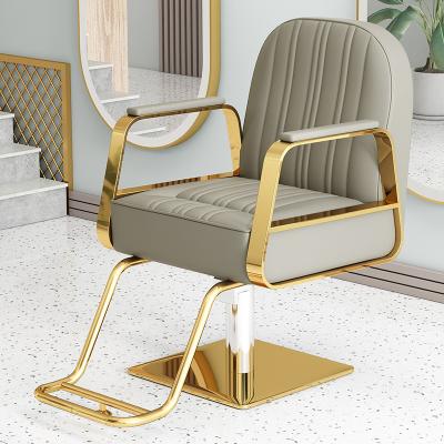 China Gold hair salon modern cheap barber salon chair equipment brushed reclining furniture furniture for sale