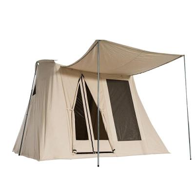 China Trigone / V-type ground outdoor glamping nail activity cotton canvas family cable arch tent for sale