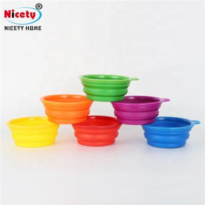 China 350ml Silicone Feeder Easy Folding Travel Viable Portable Silicone Pet Feeder Bowl For Puppy Teddy for sale