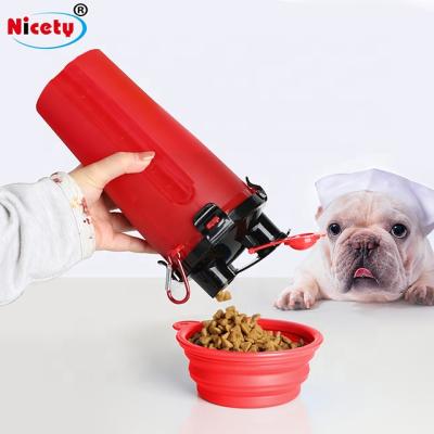 China Pretty Viable 2 in 1 New Dog Bowls Travel Portable Dog Cat Water Bottle with Bowl Holder Drinking Feeding Tool for sale