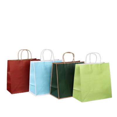 China Custom Colorful Gift High Quality Biodegradable Recyclable Reused Logo Paper Packaging Bag Custom Materials Green Color for sale