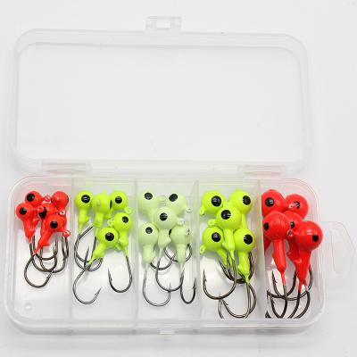 China Free Sample 25pcs/box Soft Jig Head Lure Fishhook Colorful Lead Fishing Lures Bait Hook Fish Tackle Soft Worm Hooks for sale