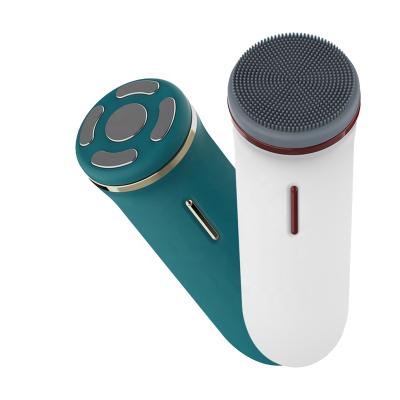 China 2021 New Arrival Acne Treatment 2 in 1 Sonic Facial Cleansing Brush Massager Waterproof Silicone Facial Brush for sale