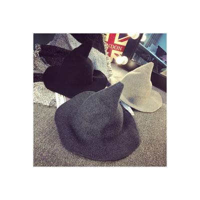 China Wool and new Korean woolen autumn and winter hat witch hat acrylic pointed female fisherman basin knitted hat for sale