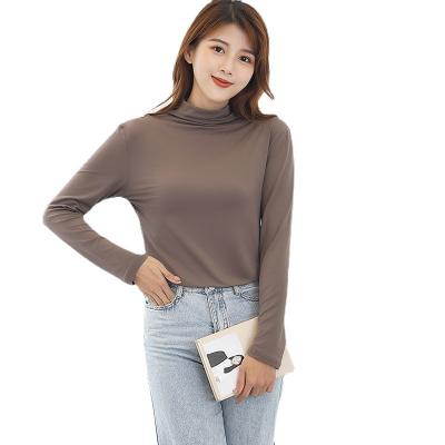 China Breathable Tortoise Half Neck Bottom Upper Female Wind Wear Autumn And Winter INS Matching Long Sleeve T-shirt Slim Western Style Jacket for sale