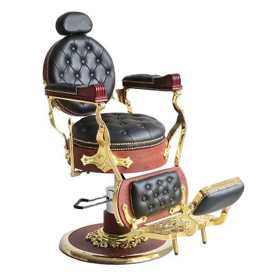 China Styling Barber Salon China Factory Best Selling Barber Shop Furniture Baroque Style Gold Recliner Barber Chair For Barber Hairdressing for sale