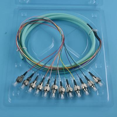 China FTTH FC/UPC OM3 Fiber Optic Pigtail Connector Fiber 12 Core Pigtail for sale