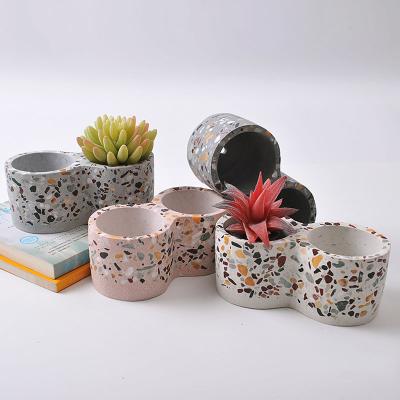 China Easy to Release 2 Holes Silicone Flower Pot Molds Planter Molds Concrete Pot Molds for Sale for sale