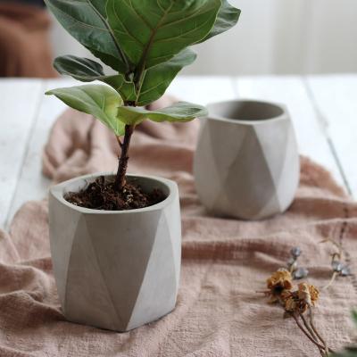 China Long Lifespan Cement Flower Pot Mold Simple Design Planter Pot Mold Geometric Concrete Beton Decor for sale