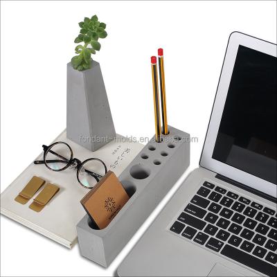 China Long Lifespan Pen Holder Tray Molds Concrete Flower Vase Mold Business Card Holder Molds for sale