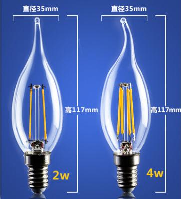 China 4W 6W C35 E14 Edison COG lamp LED Filament Bulb B22 G45 G95 ST64 bulb glass G125 for sale