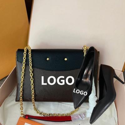 China Guangzhou lightweight women's sexy heels and purses set genuine leather shoes and famous fashion shoulder bags handbags for sale