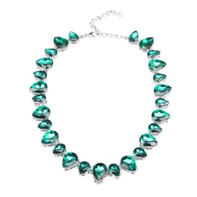 China Cheap Fashion Statement Designer Shinning Crystal Rhinestone Choker Necklace Women Luxury Green Party Wedding Jewelry CLASSIC Price for sale