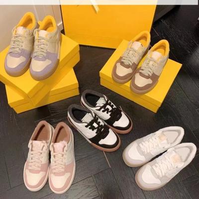 China Fashion Trend Designer Luxury Brands F Logo Shoes Color Matching School Student White Shoes Women Leisure Sports Flat Running Sneakers for sale