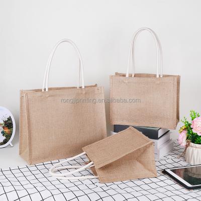 China Buying Custom Made Cheap Eco-Friendly Foldable Reusable Burlap Logo Printed Eco Recycle Natural Burlap Tote Bag for sale