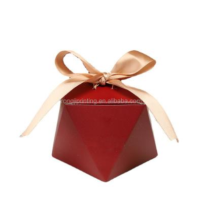 China Recyclable Wedding Shape Red Candy Chocolate Gift Packaging Box Custom Paper Box With Ribbon for sale