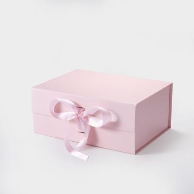 China Wholesale Custom Recyclable Flip Magnetic Pink Box Cardboard Boxes For Gift Sets With Ribbon for sale