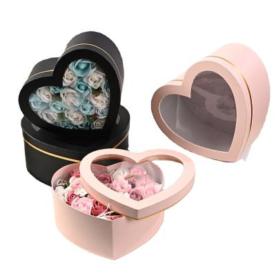 China Recyclable Personalized Flower Rose Box Paper Cardboard Flower Box For Rose Flower Packaging With Clear Window for sale