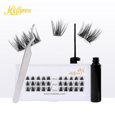 China 0.03mm Extra Thin Strip Hollyren Group Lash Kit Silky Individual Eyelash Extensions 3D Loop Faux Mink Diy Lashes Kit for sale