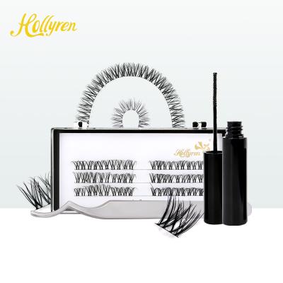 China Home Beauty Super Thin Black And Clear Band Lash Cluster C Curve 8-18mm Extra Fluffy DIY Lash Diy Lash for sale