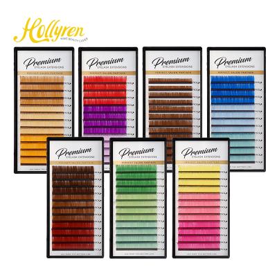 China Natural Long Eyelash Extension Colored Extension Mixed Wick Private Label Silk Material Customized Single Color High Quality Color for sale