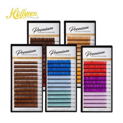 China Multicolor Single Eyelash Natural Individual Classic Colorful Silk Cilios Lash Extension Private Label Long Natural Eyelashes Wholesale for sale