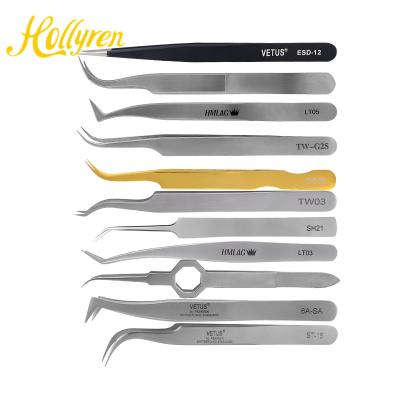 China Pestana Custom Clamp of Art Manicure Tool Lahes Volume Tweezers Private Label Eyelash Extension Nail Tweezers Tweezers for sale