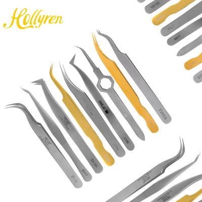 China Custom Laah Applicator Stainless Steel Laah Volume Tweezers Strong Acute Curved Eyelash Extension Tweezers for sale