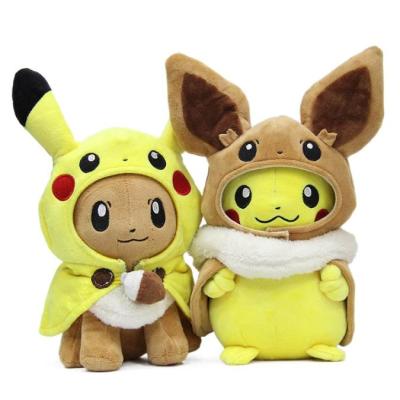 China Wholesale 2 Pokemon Pikachu Cloak Coat Eevee Plush Doll Stuffed & Plush Toy Animal for sale